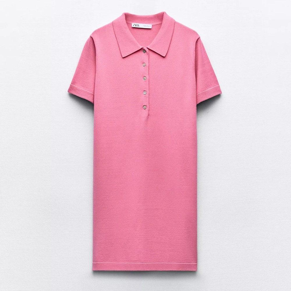 Zara Pink Button-Up Mini Dress